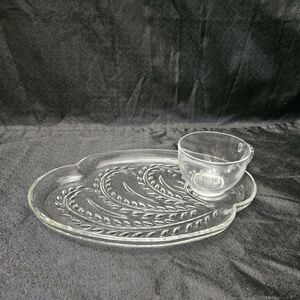 Clear Glass Snack Plate and Cup Set